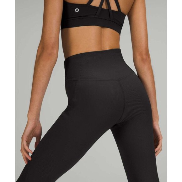 Lululemon Base Pace High-Rise Black Ribbed Nulux Athletic Tights Leggings Sz 4 - Picture 5 of 9